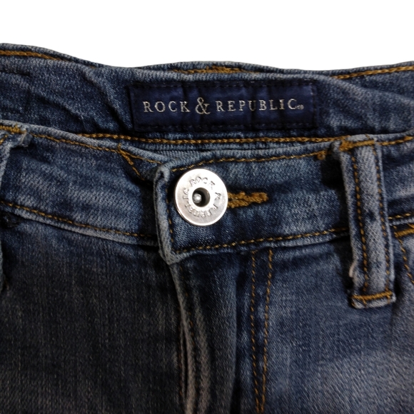 Rock & Republic indee jeans womens size 2 blue distressed denim stretch - Picture 4 of 10